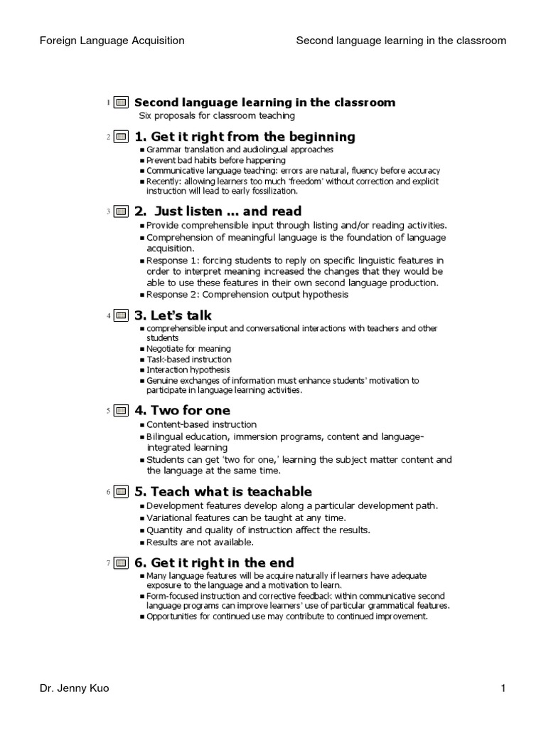 Second Language Learning in The Classroom PDF | PDF | Second Language ...