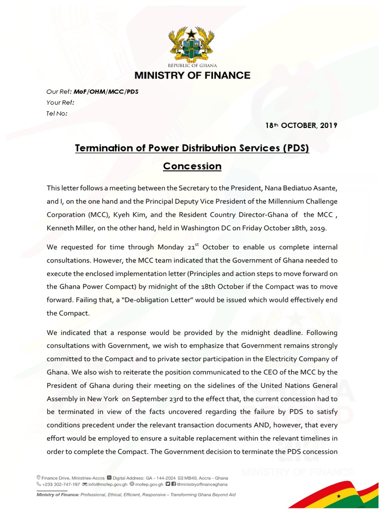 Gov't's Position On Termination of PDS Agreement and Way Forward | PDF ...