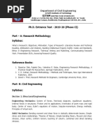 CE PHD Entrance Test Syllabus Model Paper