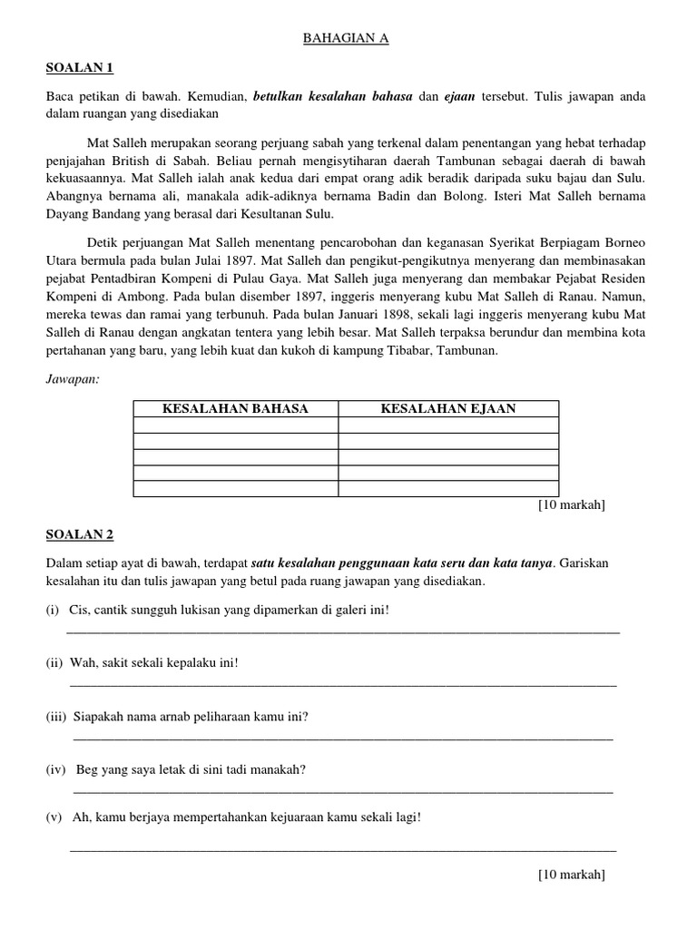 Ujian Bahasa Melayu Mac Pdf