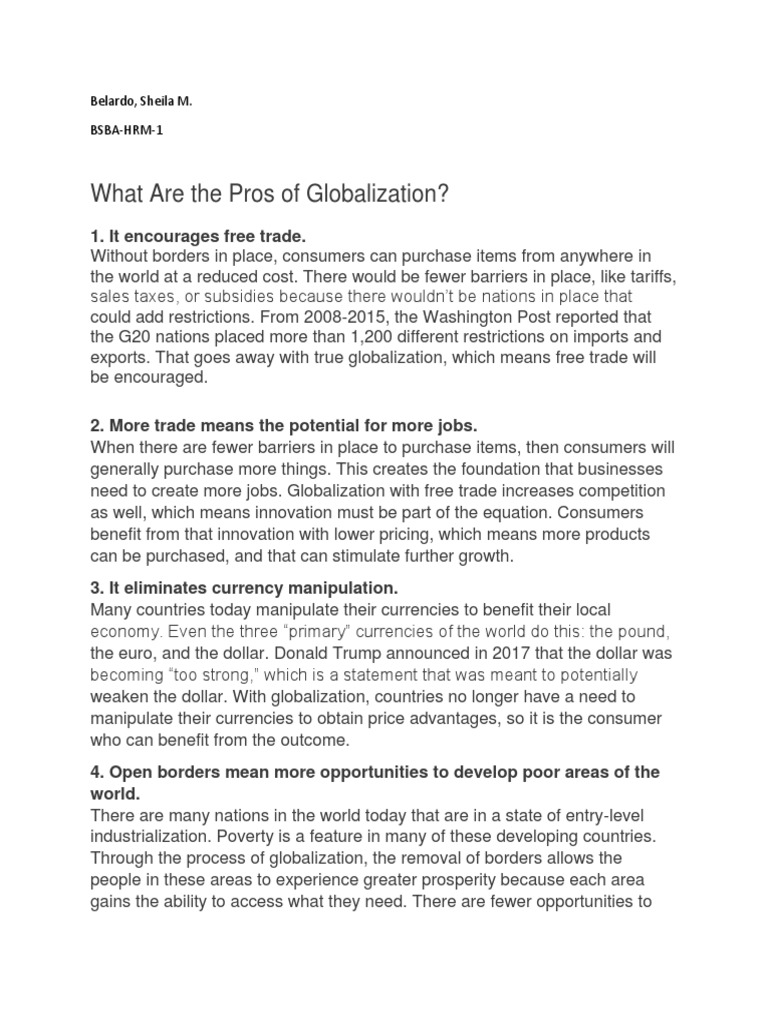 Pros and Cons of Globalization Explained | PDF | Free Trade | Globalization