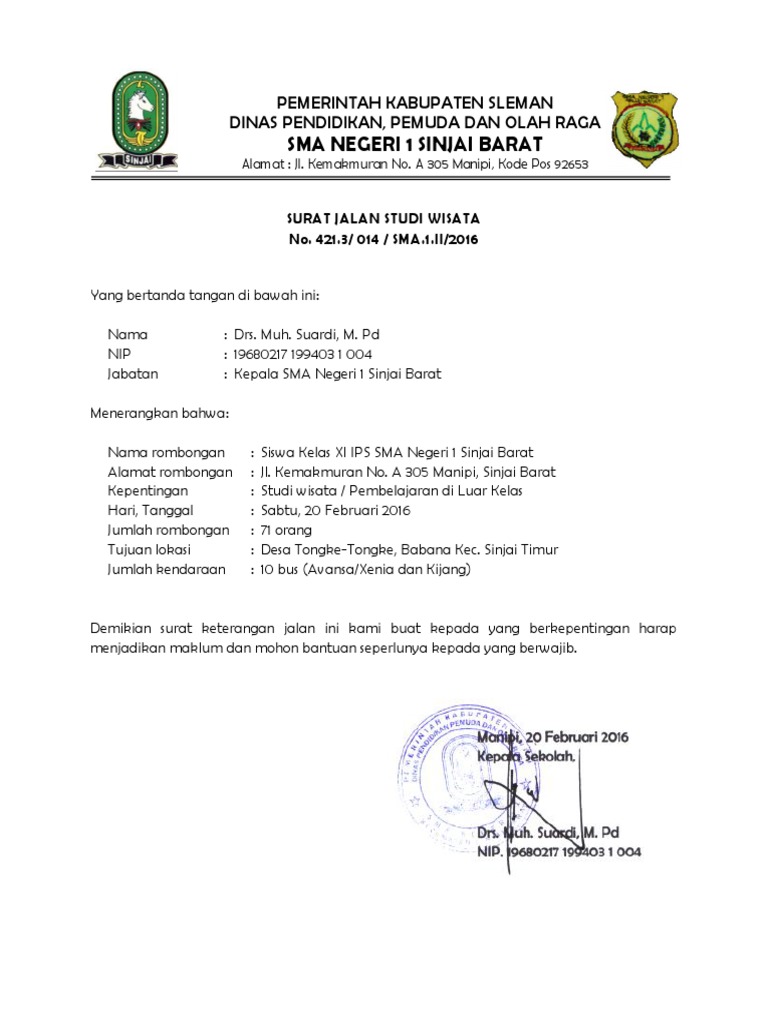 Contoh Surat Jalan Rombongan Contoh Surat Terbaru 2020