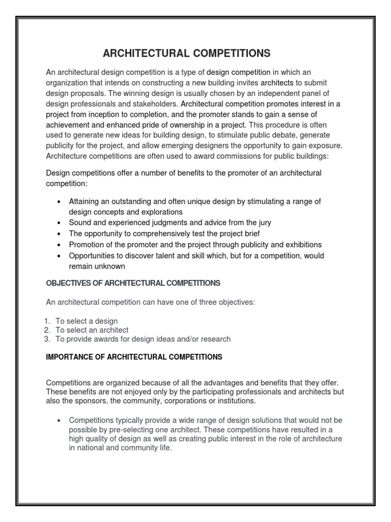 Architectural Competitions | PDF | Competition | Design