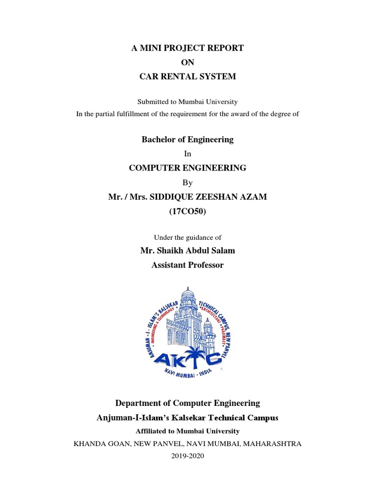 Car Rental System Mini Project Report | PDF | Relational Database ...