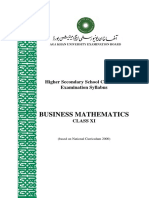HSSC Business Mathematics Syllabus