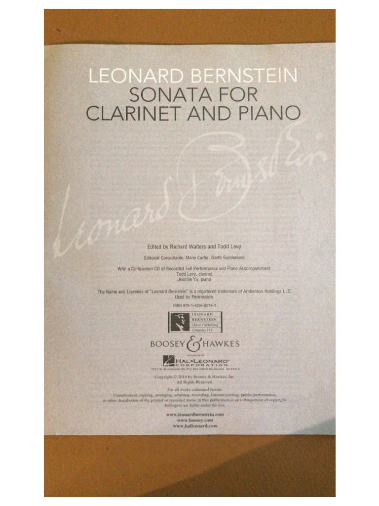 Bernstein Sonata Piano Part PDF PDF