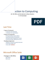 Introduction To Computing: L03-MS Office and Introduction To Binary Numbers Dr. M Faisal Iqbal