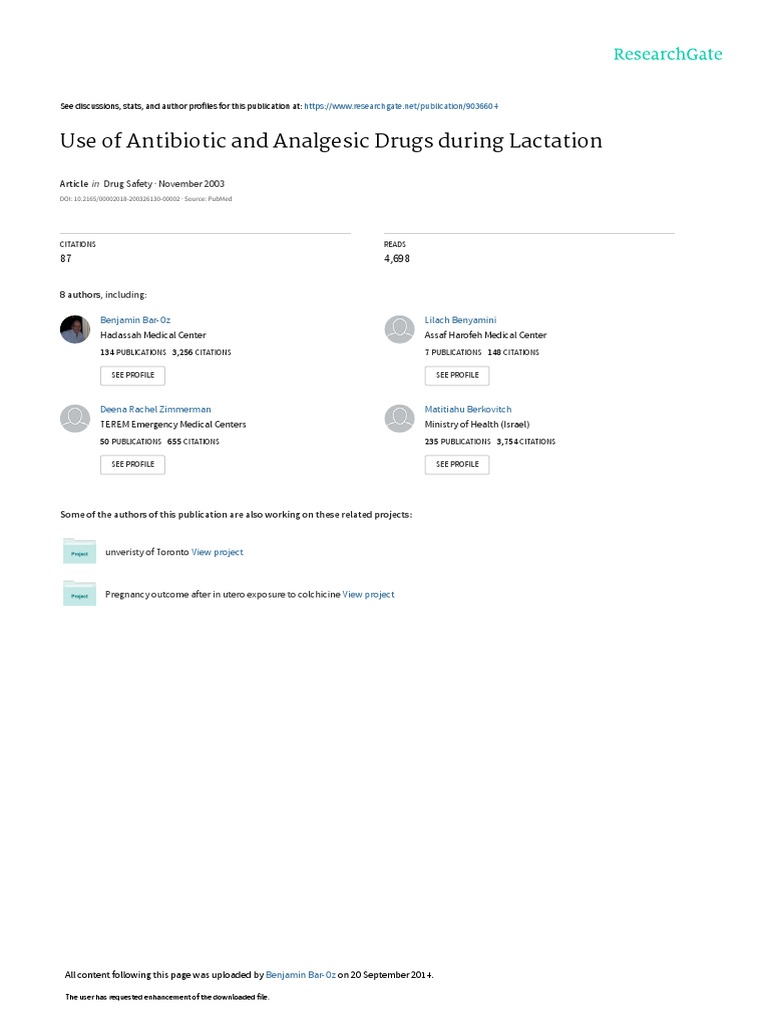 Benny Antibiotics Analgesics PDF Breastfeeding Aspirin