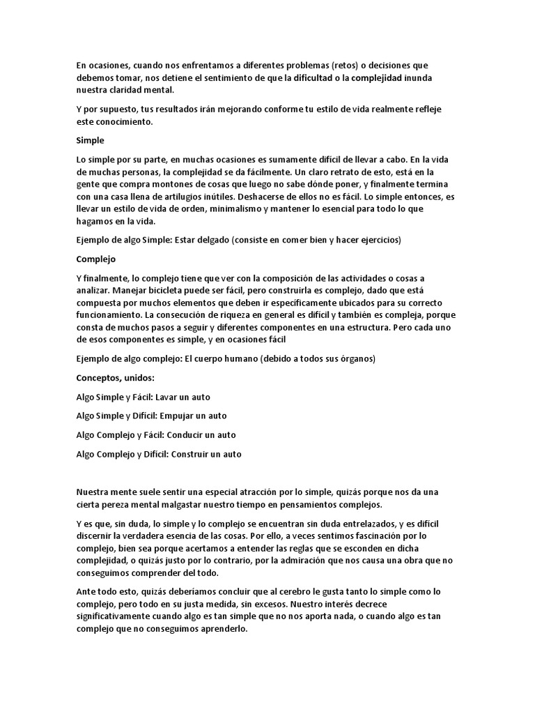 De lo simple a lo complejo | Vida | Conocimiento