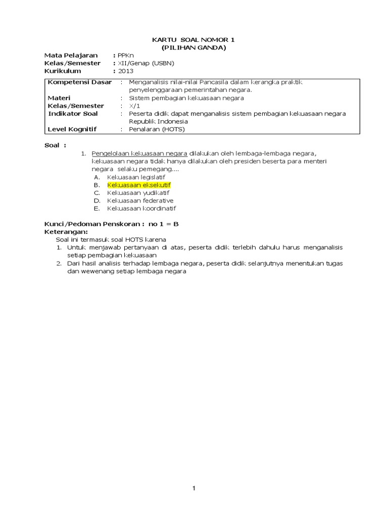 Kartu Soal Paket 1 Docx
