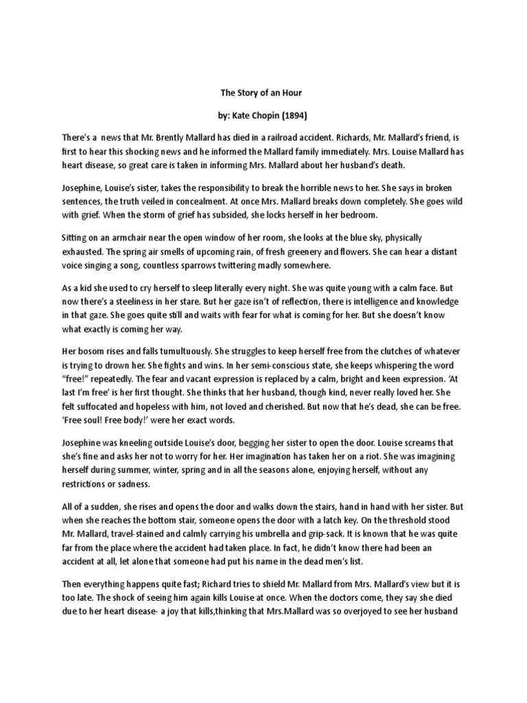 The Story of An Hour By: Kate Chopin (1894) | PDF