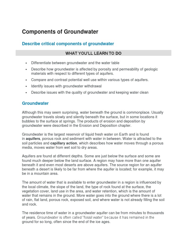Key Components of Groundwater Dynamics | PDF | Aquifer | Porosity