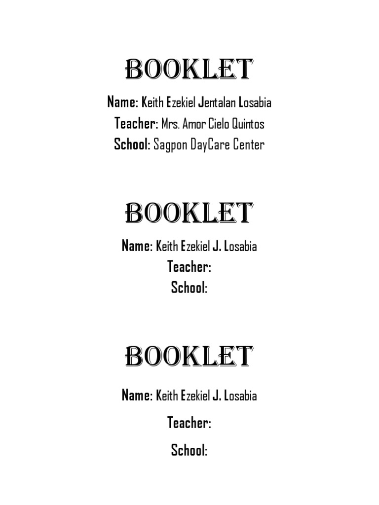 Keith Ezekiel J. Losabia Booklet | PDF