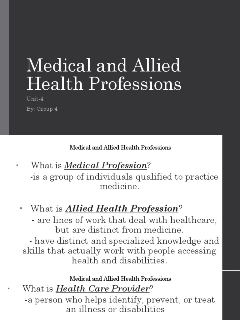 Overview of Allied Health Professions | PDF | Health Professional ...