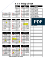 Oman 2019 Holiday Calendar