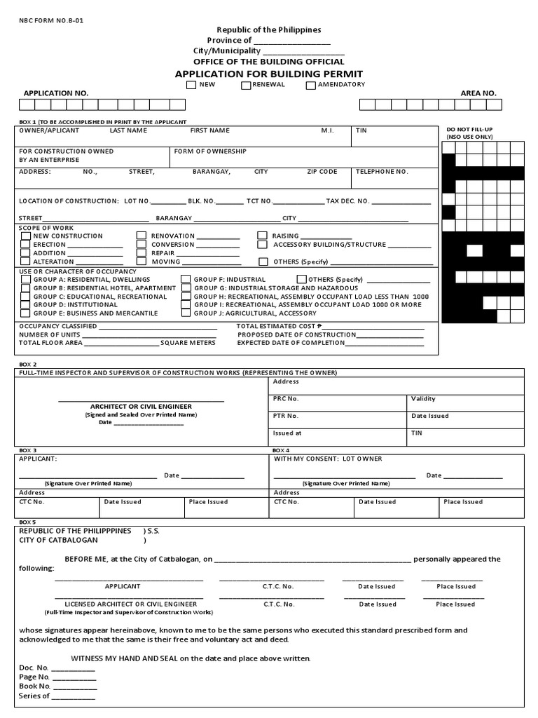 Building Permit Application Form B-01 | PDF | Specification (Technical ...