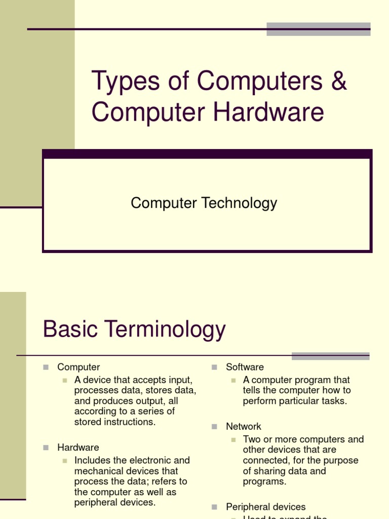 Computer Terminology - Types of Computers | PDF | Personal Computers ...