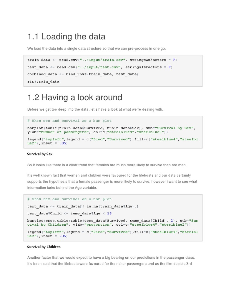 1.1 Loading The Data: Survival by Sex | PDF | Cross Validation ...