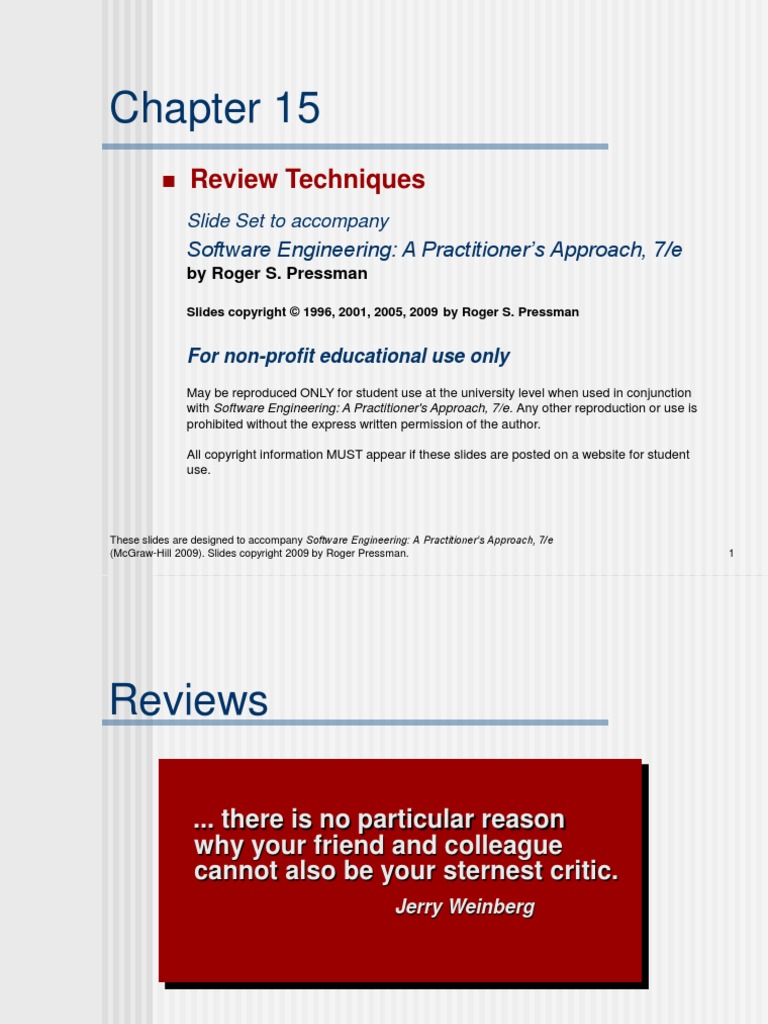 Review Techniques: Software Engineering: A Practitioner's Approach, 7/e ...