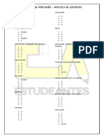 Gabarito de Português com questões de ortografia, gramática e pontuação