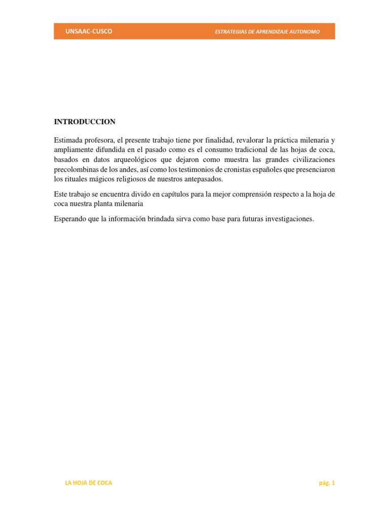 Hoja de Coca PDF Imperio Inca Rituales