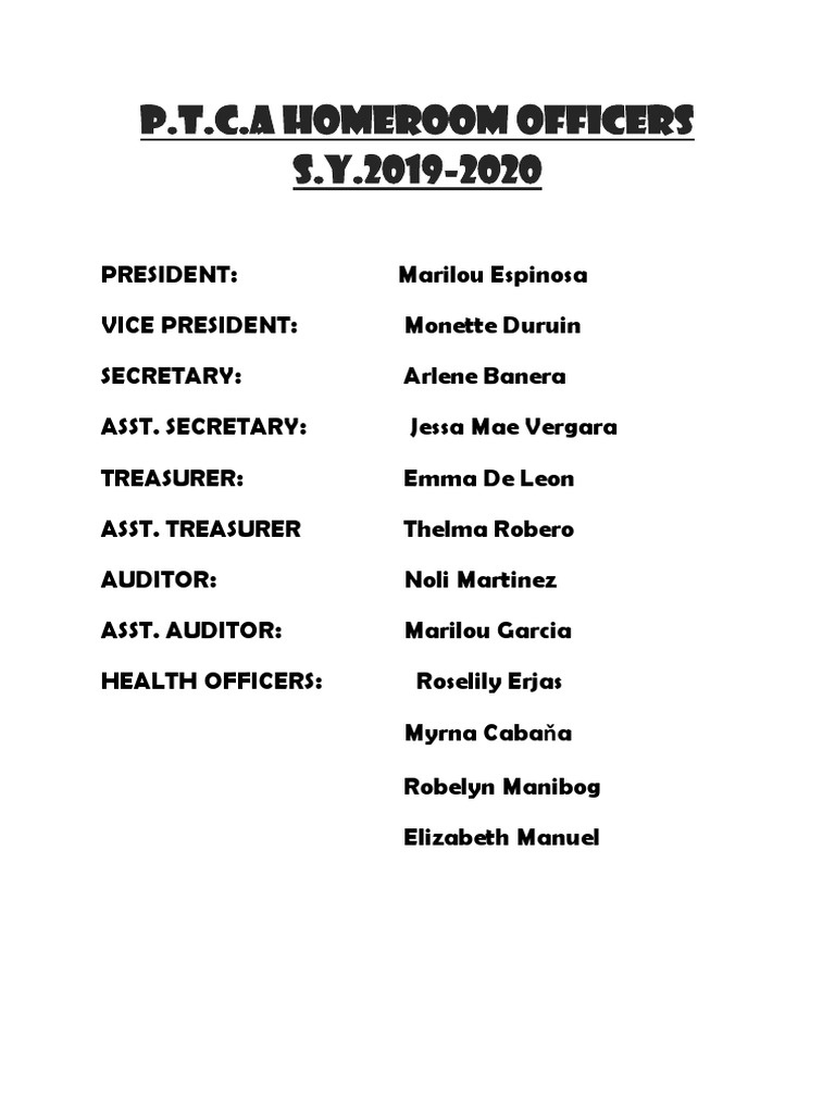Ptca Officers | PDF