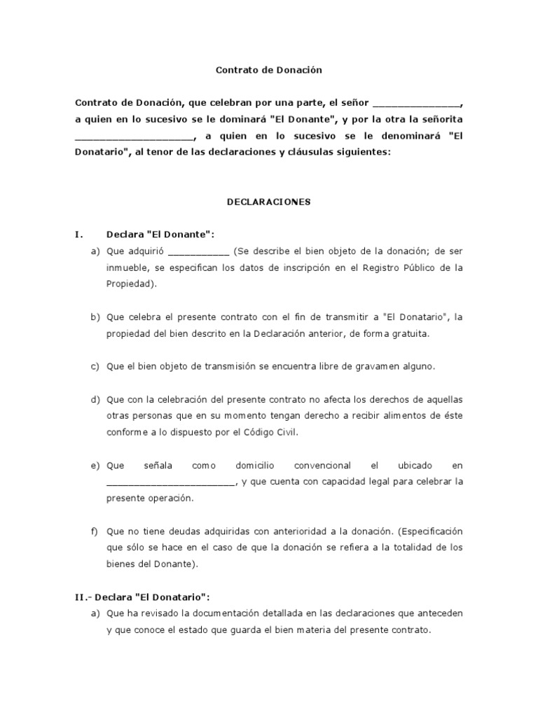 Modelo de Minuta de Donacion