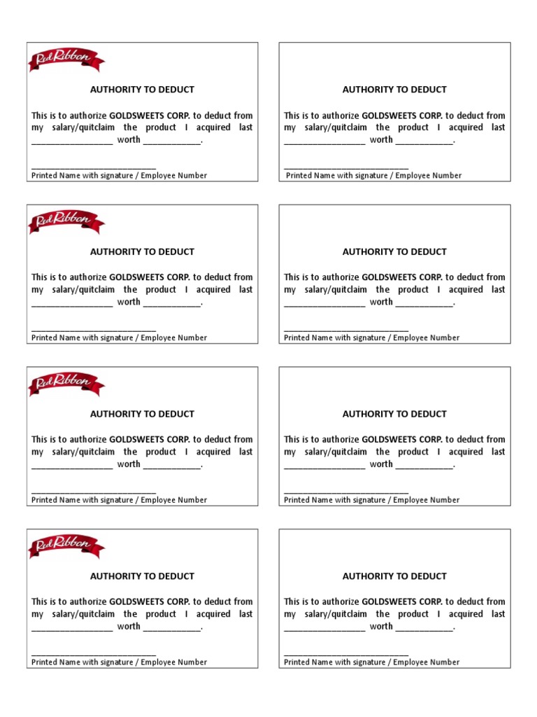 Authority To Deduct | PDF
