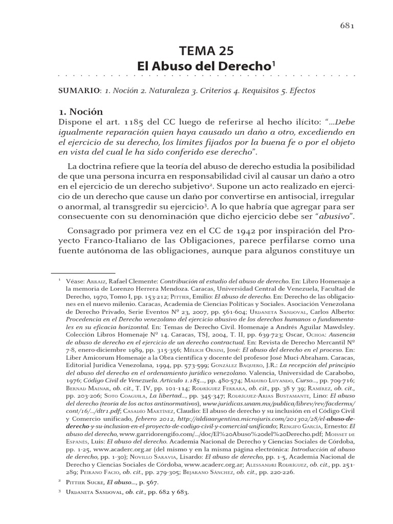 Abuso del Derecho en Obligaciones Civil | PDF | Justicia | Crimen y ...