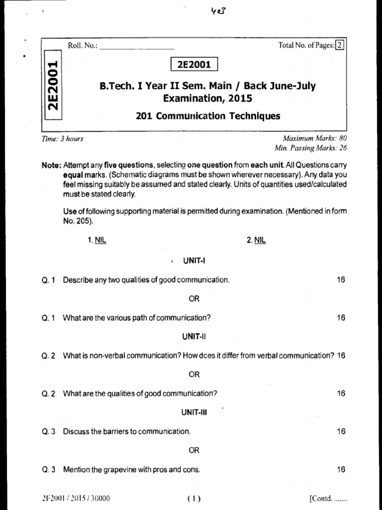 B.Tech II Sem Exam Questions 2015 | PDF | Belt (Mechanical) | C ...