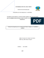 Incidencia Del Sistema Activity Based Costing (Abc) en Los Costos de Una Empresa Del Sector Lácteo, Cantón Cayambe, Provincia de Pichincha