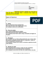 Ficha de Avaliação Formativa de Andebol