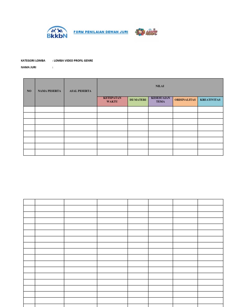 Form Penilaian Dewan Juri | PDF