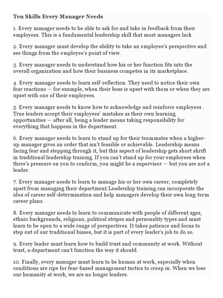 Essential Skills for Effective Managers | PDF | Business