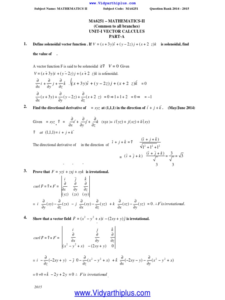 Ma6251 Qb With Ans Divergence Integral
