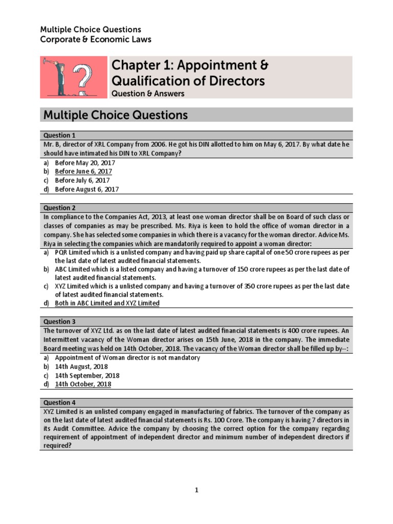 01 Ca Final Law Mcq Pdf Pdf Board Of Directors Liquidation
