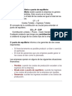 Analisis de Equilibrio y Punto de Equilibrio