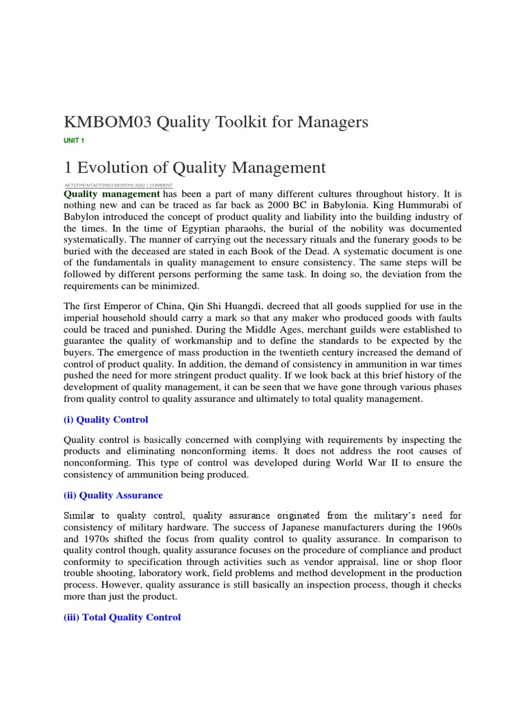 Quality Toolkit For MANAGERS PDF Experiment Accuracy And Precision