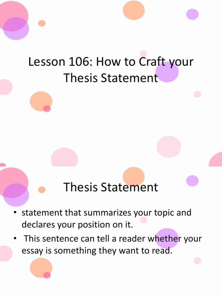 Lesson 106 Thesis Statement Pdf