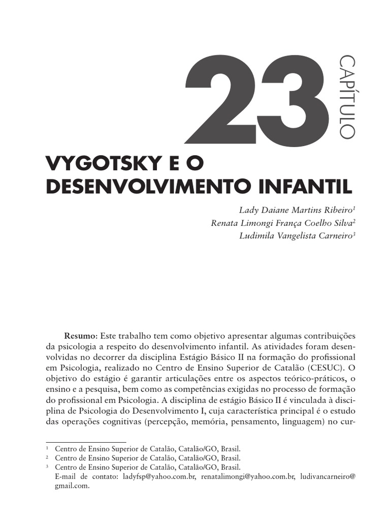 Vygotsky e o Desenvolvimento Infantil | PDF | Aprendizado | Pensamento