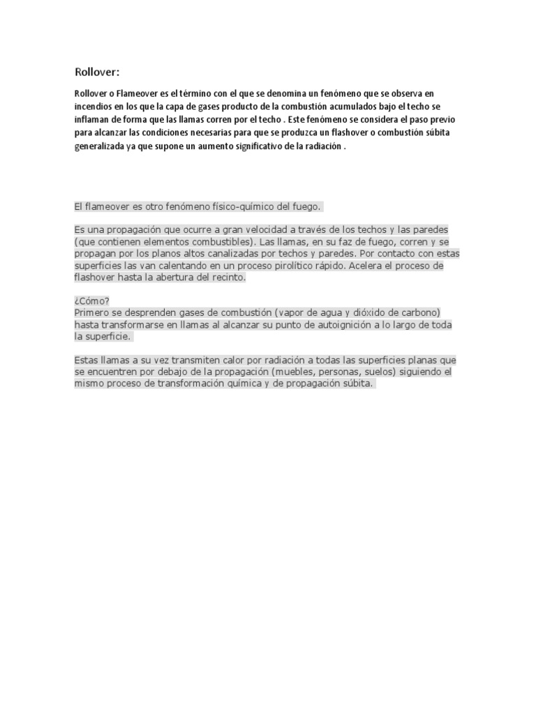 Rollover: Fenómeno en Incendios | PDF