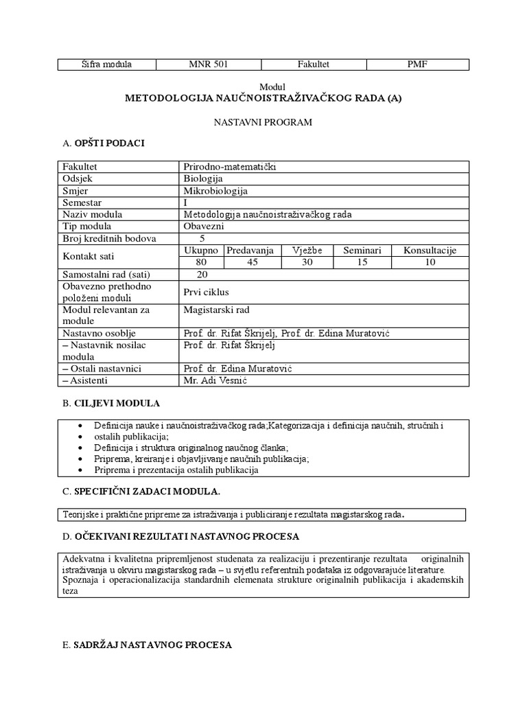 Metodologija Naučnoistraživačkog Rada (A) | PDF