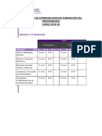 Fechas Exámenes 2019-20 Master Profesorado