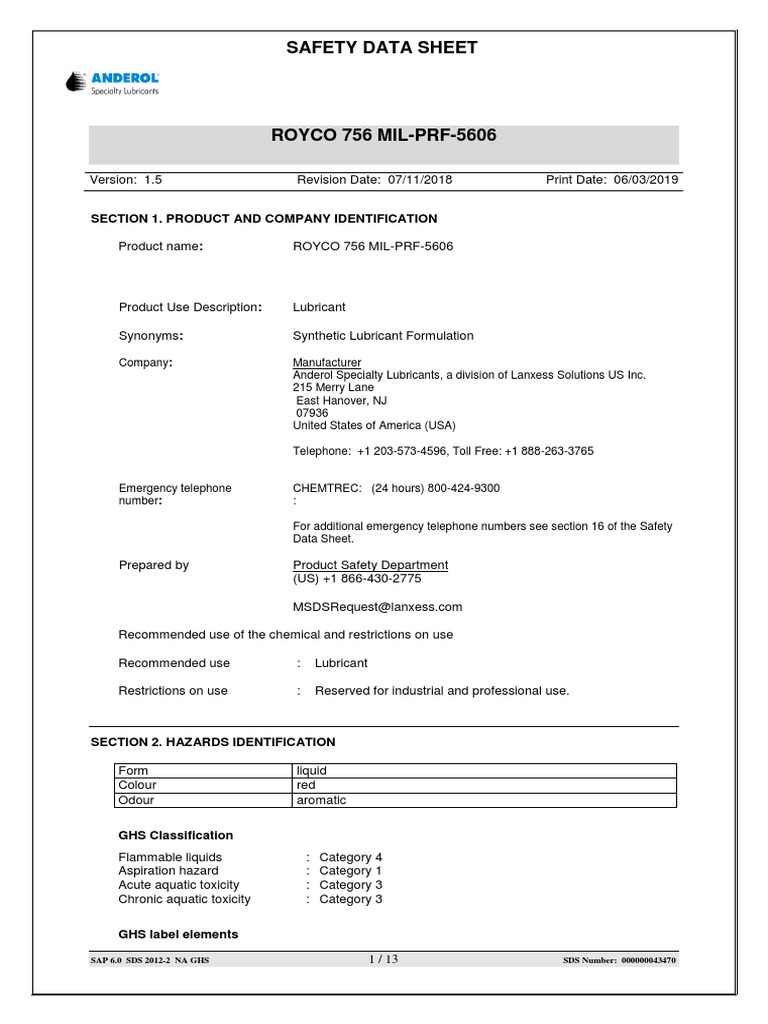 Hydraulic PDF Toxicity Chemistry
