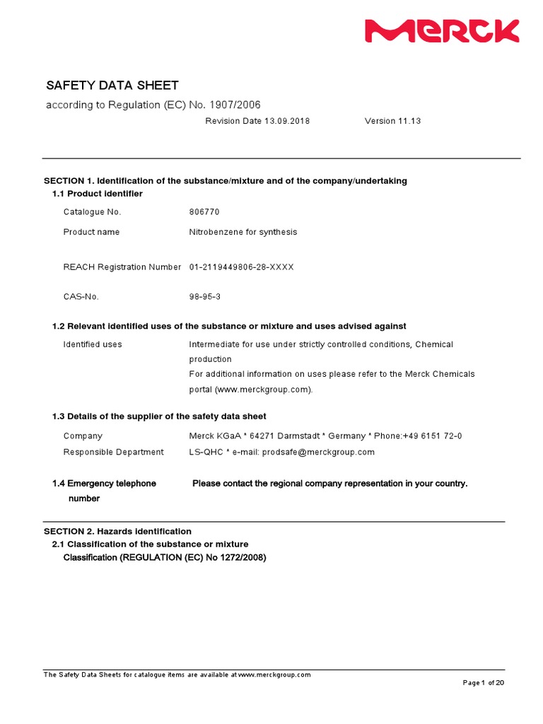 Safety Data Sheet According To Regulation (EC) No. 1907/2006 PDF
