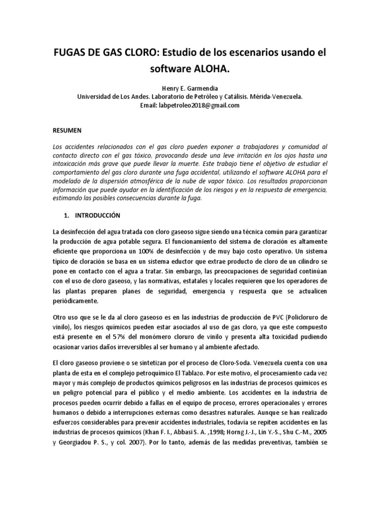 Software Aloha para Uso de Fugas de Gas Cloro | PDF | Cloruro de ...