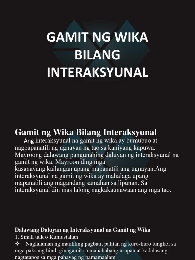 Ano Ang Interaksyonal Na Wika At Halimbawa