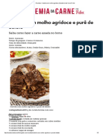 Costela Com Molho Agridoce e Purê de Batata