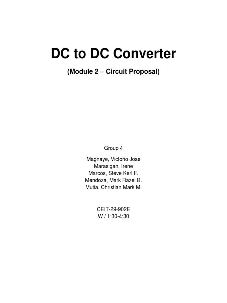 DC to DC Converter Circuit Proposal | PDF | Computers
