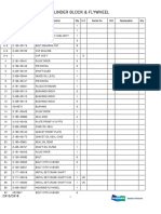 Cylinder Block and Flywheel Parts List